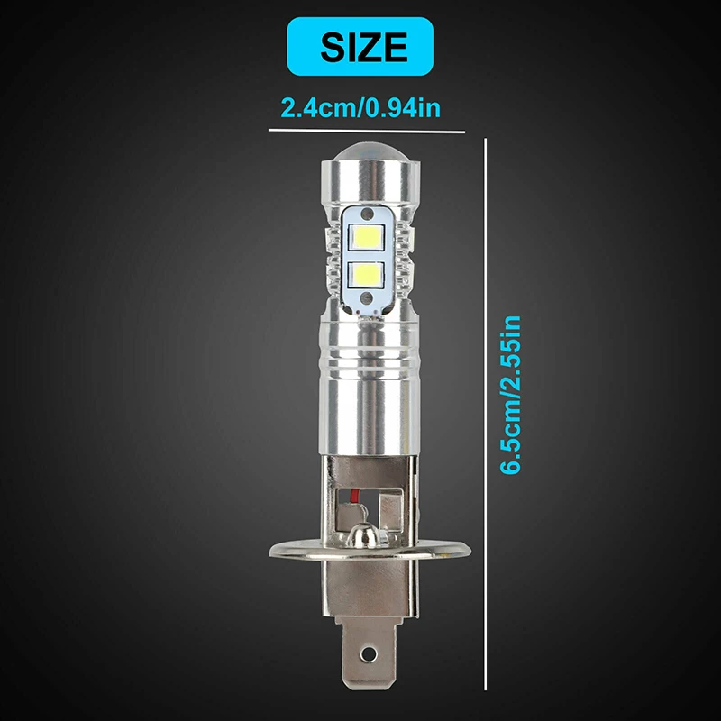 2pcs H1 White LED Fog Headlight Bulb Super Bright 6000K Xenon Halogen High Low Beam Lamp For Headlight DRL Fog Driving Light led car lights led lights led bulbs led headlights led car headlights car headlamps