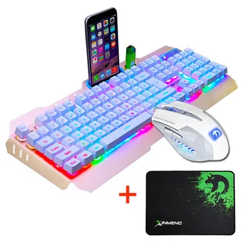 

Wired LED Backlit Multimedia Ergonomic Usb Gaming Keyboard Mouse Combo illuminated 2000DPI Optical Gamer Mouse Sets + Mouse Pad