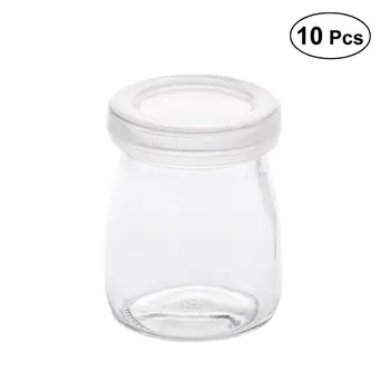 

10Pcs 100ML Party Candy Boxes Baby Pudding Bottle Chocolate Gift Box with Plastic Lid Baby Shower Party Favors Supplies (White)
