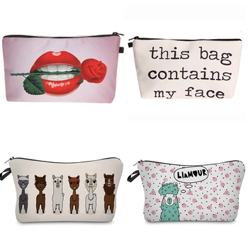 

3D Printing With Multicolor Pattern Makeup Bags With Zipper Travel Ladies Pouch Women Cosmetic Bag Makeup Bag For Purse