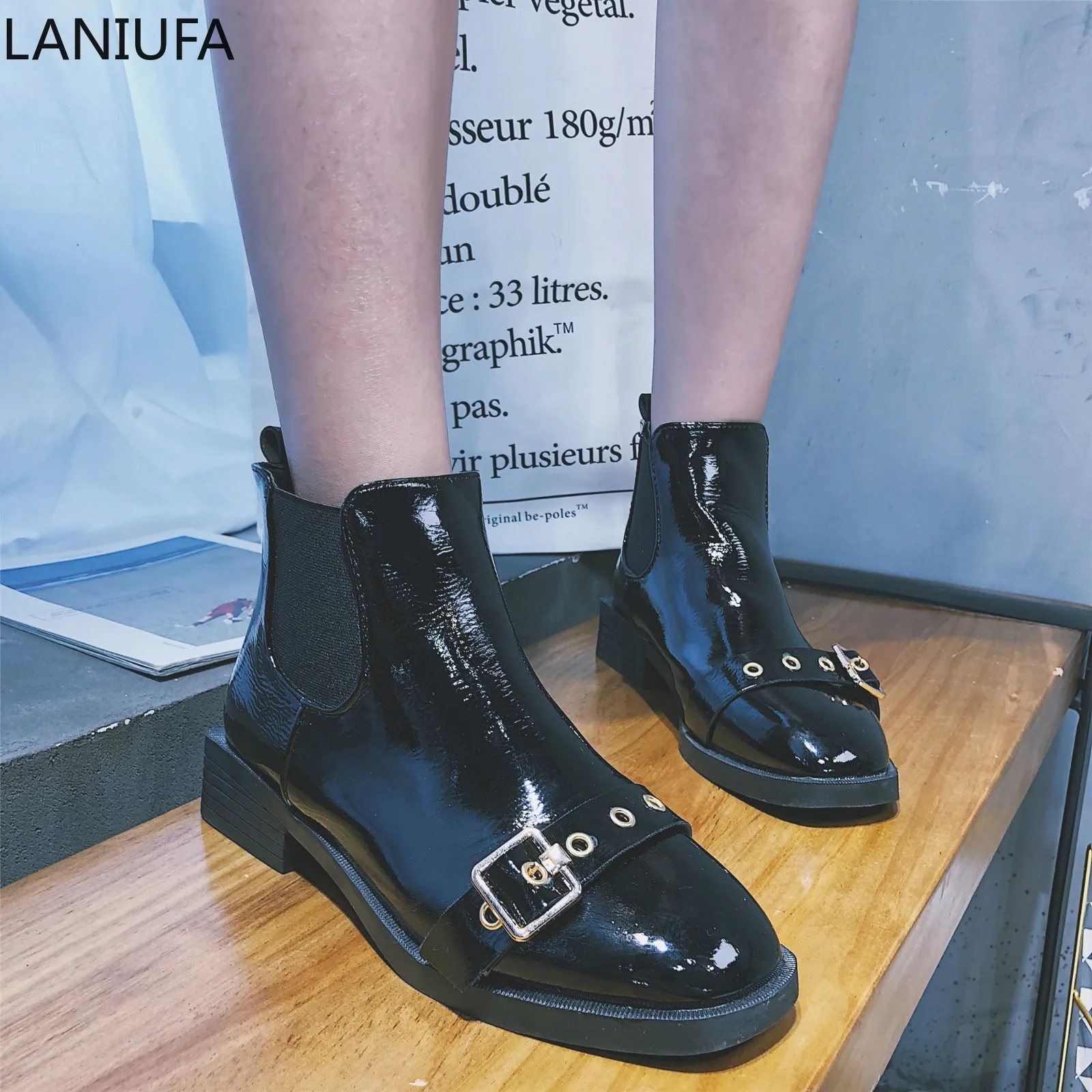 

winter Women snow Boots Round Toe Slip On Casual pu Leather women shoes flats Casual women Ankle Boots woman shoes mujer &579