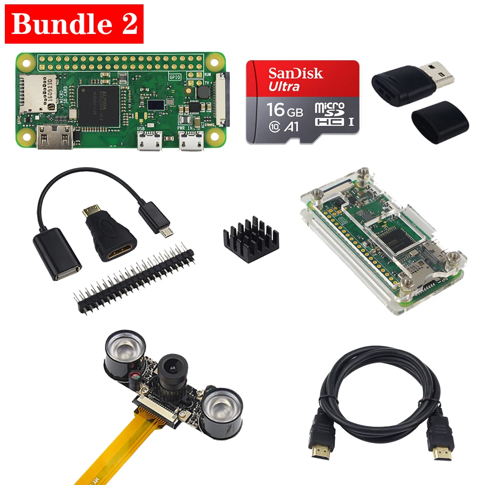 Raspberry Pi Zero W беспроводной комплект с камерой ночного видения 5MP акриловый чехол алюминиевый радиатор для Raspberry Pi 0 W - Комплект: Комплект 2