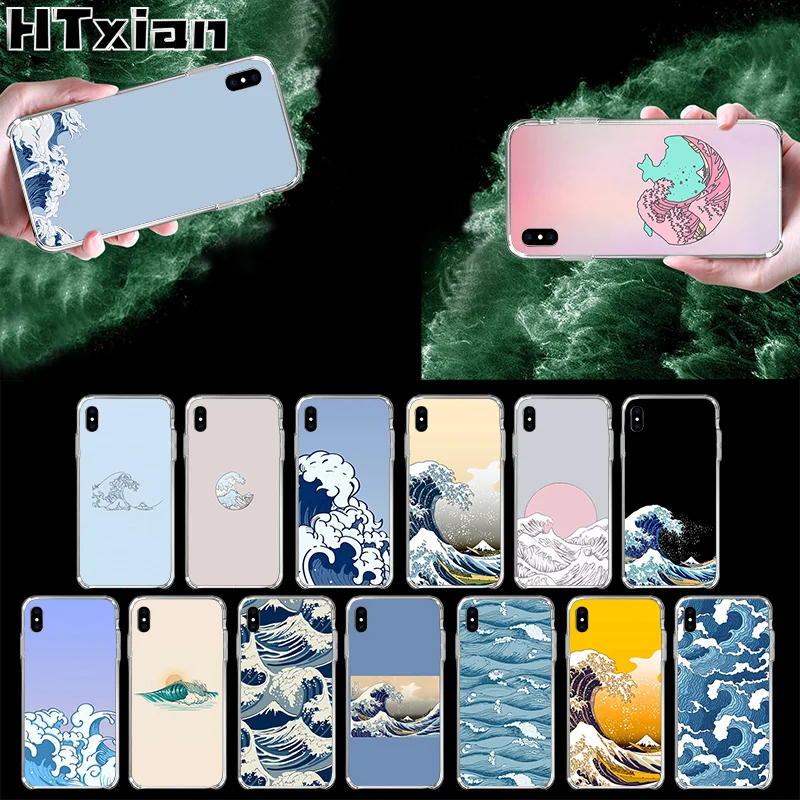 HTXian Wave Art японский зеленый Ил прозрачный мягкий чехол для телефона из ТПУ iPhone 11 pro