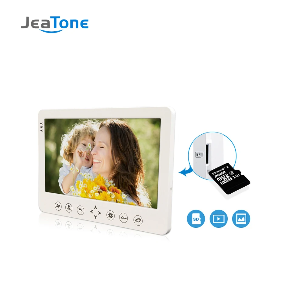 JeaTone 10" Color Touch Key Monitor Video Doorphone Intercom IR Night Vision Camera Video Doorbell Villa Intercom System Kit 1v1