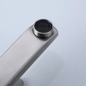 

304 stainless steel square single cooling bathroom basin faucet