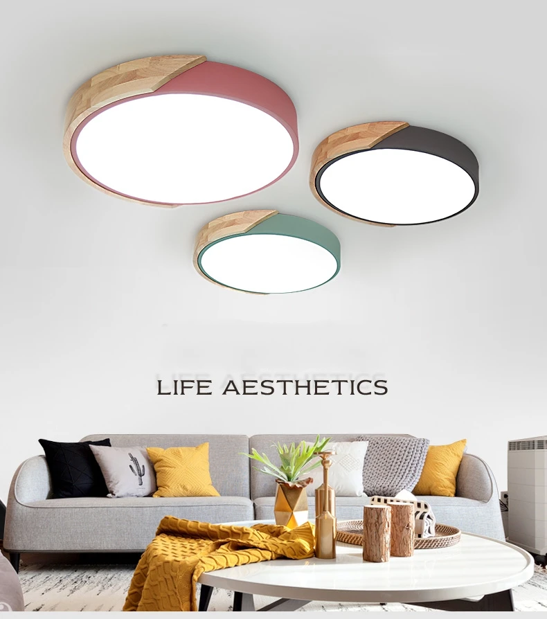 Modern Acrylic Ceiling Lights Nordic Minimalism Wooden Cafe Kitchen Ceiling Lamp Dinning Room Ceiling Light Lustre Room Lighting
