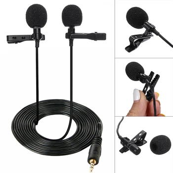 

3.5mm Mic CTIA Dual Head Tie Clip-on Mini Microphone For Phone /Laptop/Computer Speaker With 3 Pole Jack 3.5mm Plug Ports