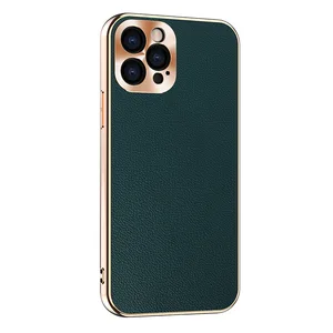 Luxury Genuine Leather Phone Cover For iPhone 12 Pro Max 12 Mini Fashion Business Lens Camera Protection Leather Case For iPhone