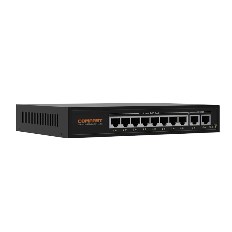 Новости Comfast 120W 48V Сетевой переключатель POE коммутатора Ethernet с 8+ 2 10/100 Мбит порт стабильной и обеспечивает быструю передачу IP камера/Беспроводной AP/Встраиваемый в стену AP