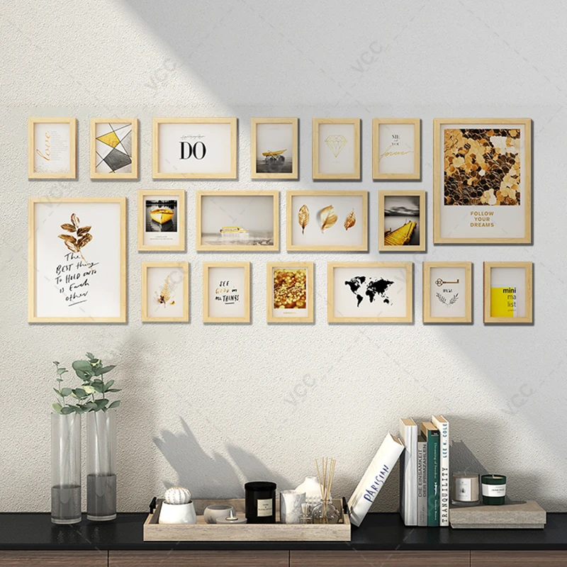 Wood Picture Frames 18Pcs/Set Wall Hanging Photo Frame Wall Home Decoration photo frame,wood canvas frame,wood photo frame,wood frame,wood picture frame,art frames