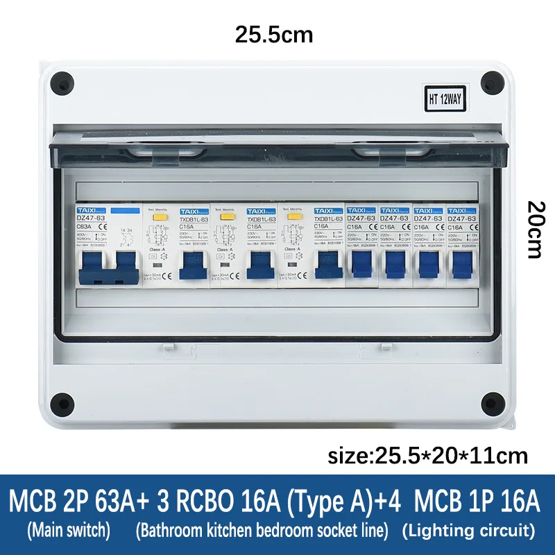 회로 차단기가 있는 방수 전기 배전 상자, MCB 가정용 스위치 전원, 플라스틱 정션 와이어 박스, IP65