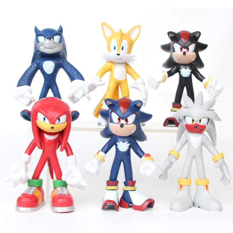 

6PCS Sonic Figure Super Sonic The Hedgehog Shadow Tails Cartoon Sonic Characters 12cm PVC Action Figure Kids Toys for Children