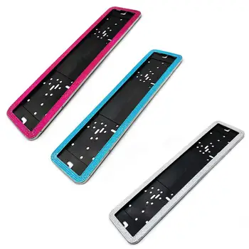 

1pcs Car European License Plate Frame Luxurious Crystal Diamonds Alloy Steel European Number Plate Holder Front and Rear Plate