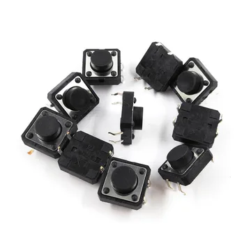 

12*12*6 MM DC12V 0.5A 4 Feet Direct Plug-in Small Push Button Switch 12x12x6 Copper Foot Toy Switches10PCS/LOT