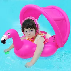 Pare soleil gonflable en forme de flamant rose pour enfants, anneau de natation, protection UV, pare soleil d'extérieur 