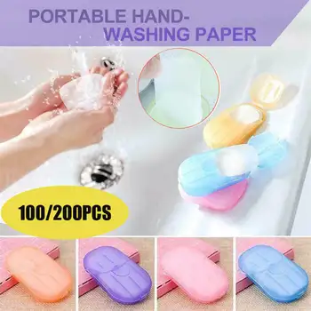 

Portable Soluble Disinfectant Skin Care Soap Paper - 100/200 Sheets