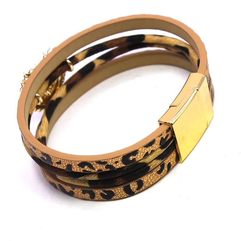 D& D Love Leopard кожаные браслеты для женщин Модные Браслеты& Браслеты элегантный многослойный широкий браслет обруча ювелирные изделия