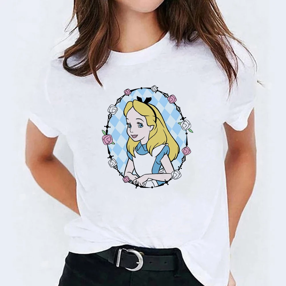Camiseta con estampado de Alicia en el país de maravillas de Disney para mujer, camiseta Kawaii de estética, camiseta a la moda - AliExpress