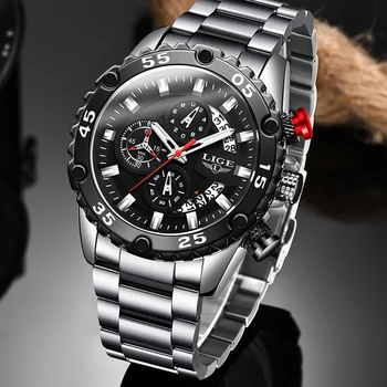 

Relogio Masculino 2020 LIGE New Mens Watches Top Brand Luxury Quartz Watch Men Waterproof Sport Clock Male Full Steel Watch+Box