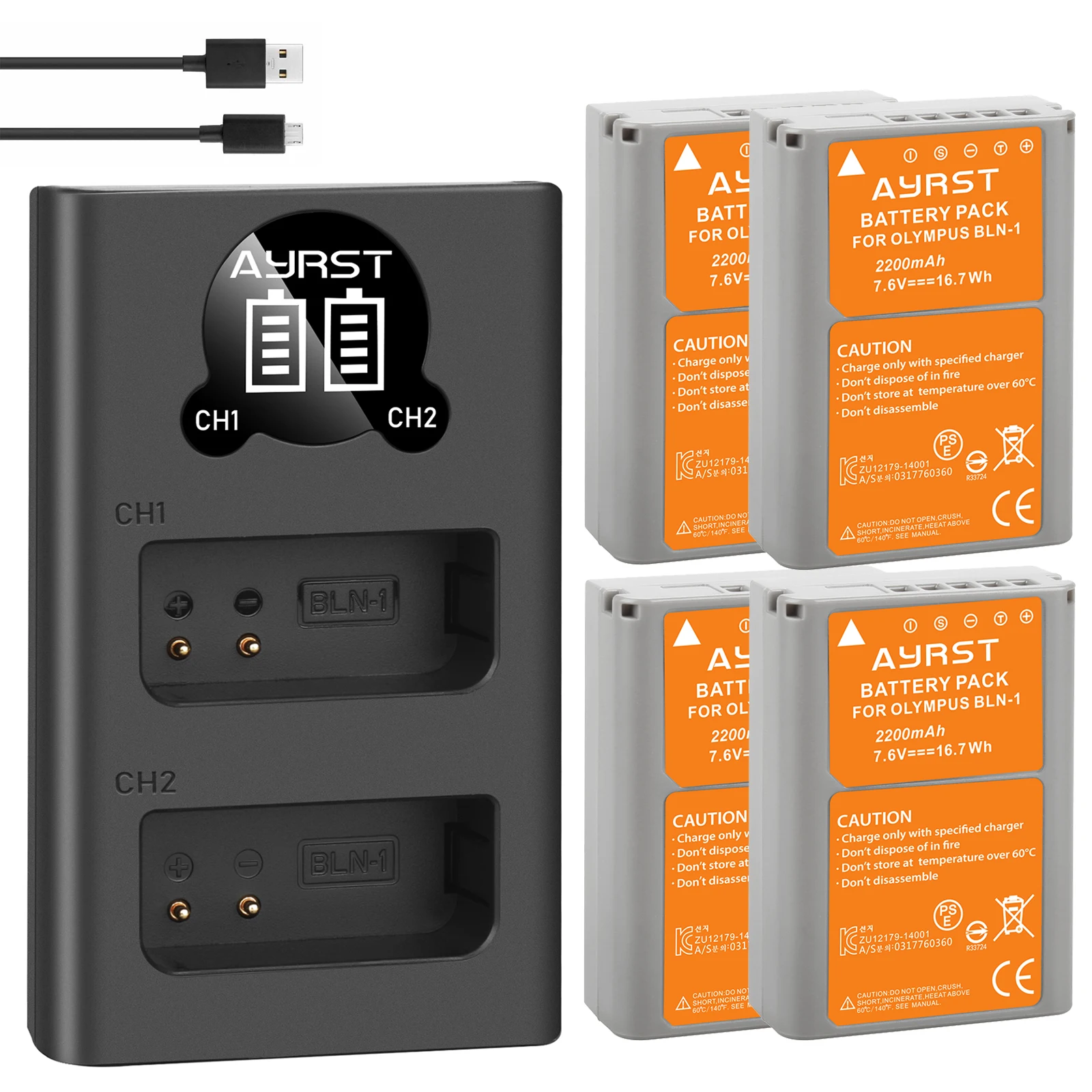 Аккумулятор для камеры PS-BLN1 2200 мАч BLN-1 + зарядное устройство с двойным USB портом