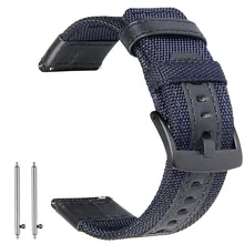 Спортивные часы с кожаным ремешком нейлоновая ткань ремешок для samsung Galaxy Watch 42 мм 46 мм быстросъемные весенние Сменные булавки ремешки 22 20 мм