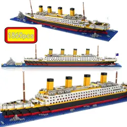 1860 шт титановая модель круизного корабля лодка DIY сборка здания Алмазные Блоки Модель Классические кирпичные игрушки подарок для детей