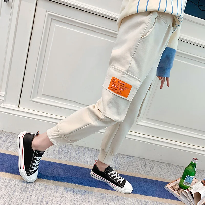 

New Girls Plush Pants Korean Loose Children's Casual Trousers 3-13 Years Old Autumn and Winter Elastic Waist Kids Clothes