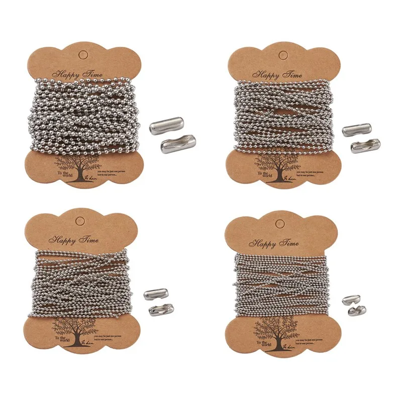

1 Set 304 Stainless Steel Ball Chain Connectors Ball Chains for Jewelry Making DIY Bracelet Necklace Craft 1.5mm/2mm/2.4mm/3.2mm