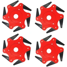 4 шт., триммерная головка для газонокосилки 65Mn из сплава марганцевой стали, 6 стальных лезвий, садовая газонокосилка, кусторез