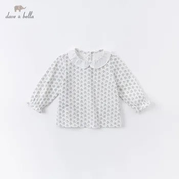 

DBM14396-1 dave bella autumn baby girls floral print shirts infant toddler tops children high quality clothes