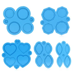 DIY Heart Shaped Geometry Exaggerated Earrings Epoxy Earring Mold Mobile Phone Keychain Decorative Pendant Silicone Mold