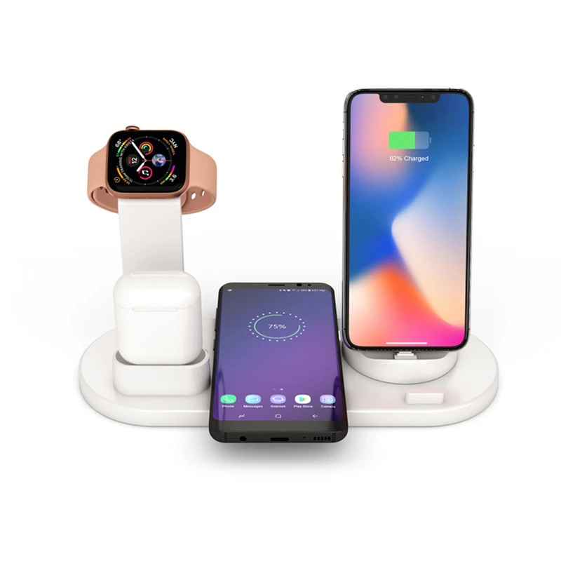 

Fast Qi Wireless Charger Mobile Phone Charger For iPhone Xs Max Smasung S8 S9 Plus Charging Dock For Apple Watch 4 3 2 1 Airpods