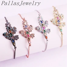 10 шт. разноцветные ювелирные изделия медная микро-паве CZ Радуга Кубический Цирконий кактус коннектор браслеты женские ювелирные изделия