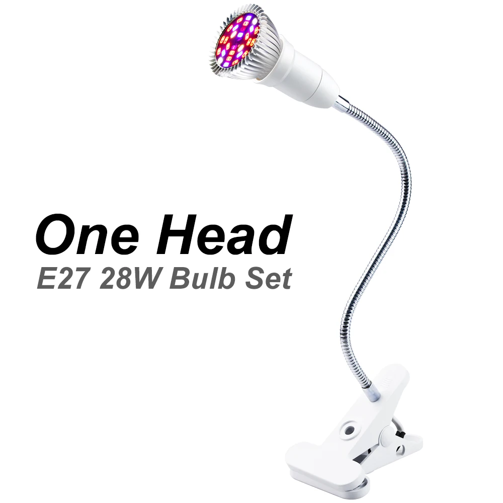 1 head bulb 28leds WENNI светодиодный светильник для выращивания растений, полный спектр, светодиодный светильник для гидропоники, E27, светильник светодиодный, лампа для выращивания растений, фитолампа 18 Вт 28 Вт - Испускаемый цвет: 1 head bulb 28leds
