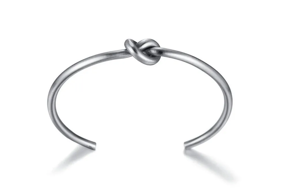 Mens Love Knot Bangle Stainless Steel Antique Silver Color Knot Twisted Cuff Bracelet Unisex Men Jewelry Pulseira Braslet Masculina 16