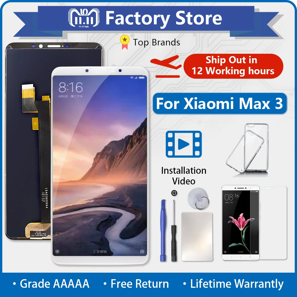 ЖК дисплей для Xiaomi Mi Max 3 глобальная версия рамка сенсорный экран дигитайзер