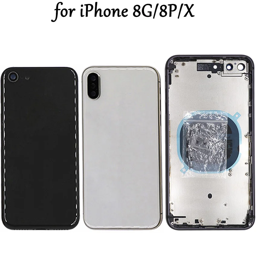 Чехол с полным корпусом для iphone 8 8G P Plus X задняя крышка батареи двери + средняя