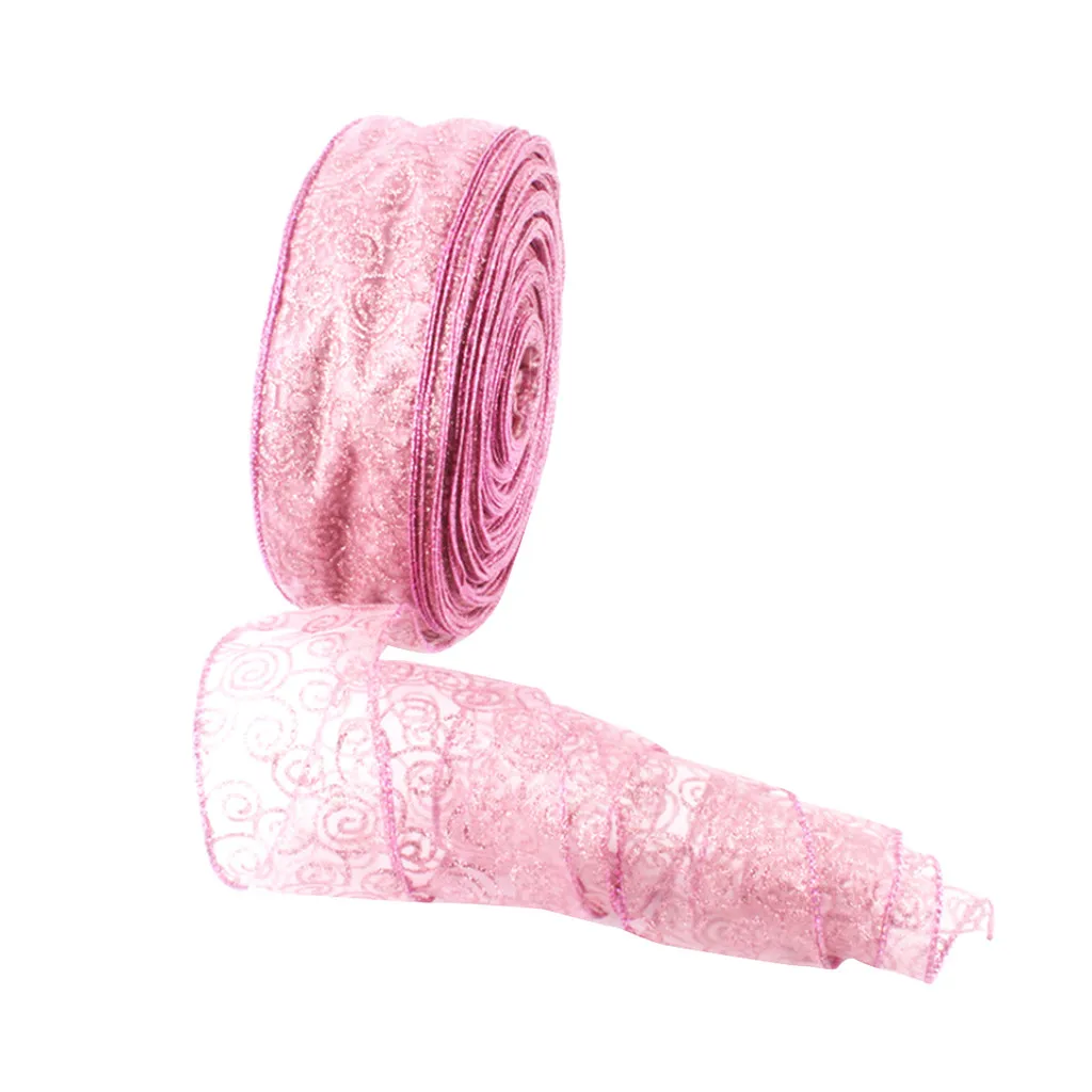 Christmas Tree Decorations 6.3*1000cm Pink Auspicious Print Decorative Ribbon Decora adornos de navidad Kids Gifts | Дом и сад