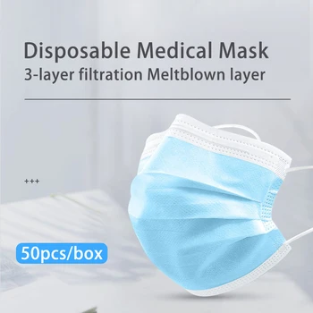 

500Pcs Disposable Medical Masks Non Woven Anti-dust Pollution 3 Layers Filter Breathable Face Mouth Safety Surgical Masks