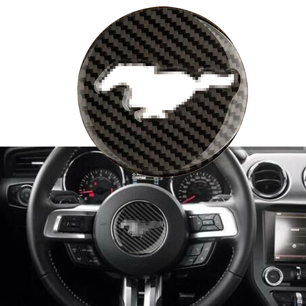 

Carbon Fiber Car Interior Steering Wheel Panel Cover Trim Sticker Decoration for Ford Mustang 2015 2016 2017 2018 2019