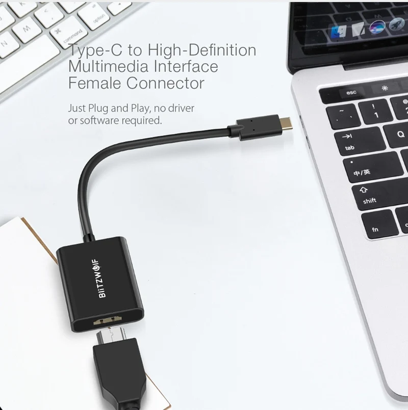 BlitzWolf usb type C к hdmi-кабель, адаптер 4k 1080P USB к HDMI адаптер для мужчин и женщин конвертер для ПК компьютер ТВ смартфон