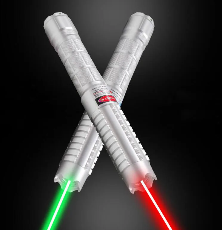 

532nm 100000m high power focusable green laser pointer burning 650nm red laser pointer with 5 caps free shipping