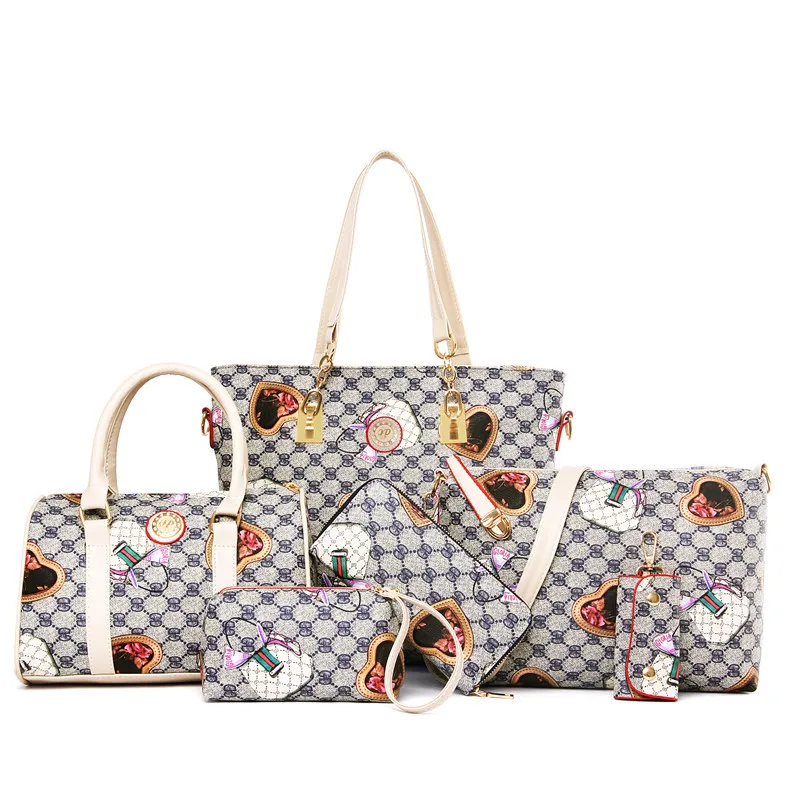 

Pu Soft Surface Printed Different Size Bags Six Pieces Set 2017 Spring Versatile New Style One-Shoulder Oblique Hand to Give Mom