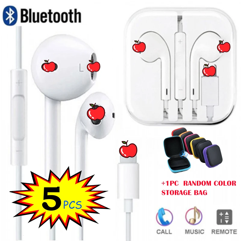 5 шт./лот Bluetooth Проводные Наушники Lightning для iPhone 7 8 Plus X XR XS Max 11 Pro Max наушники с микрофоном
