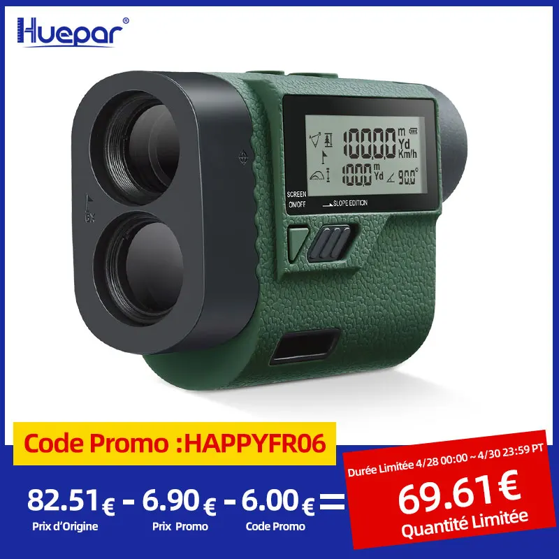 Huepar 1000m Telescope Laser Rangefinder Laser Distance Meter Golf Hunting laser Range Finder Tape Measure Roulette Sports