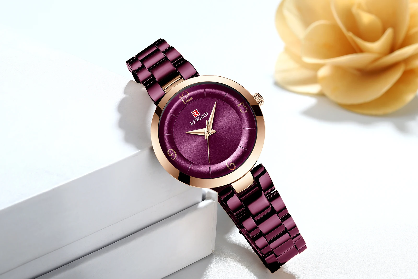 REWARD Simple Women's Wrist Watch Quartz Movement Stainless Steel Strap Fashion Valentine's Day Gift