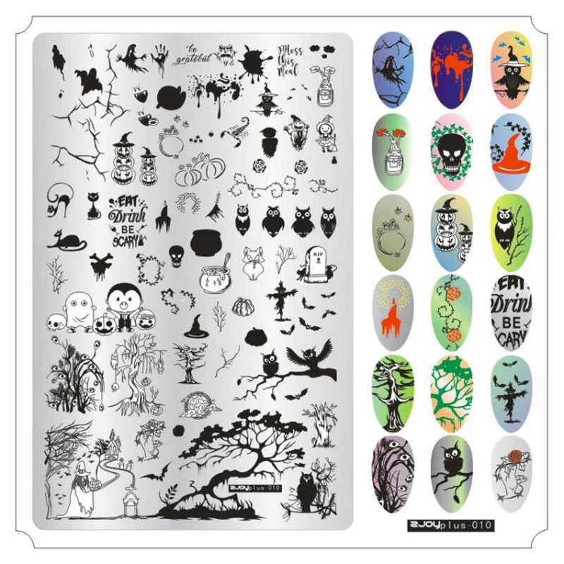 1pcs Halloween Nail Stamp Plates Big Size Christmas Nai Art Stamping Stainless Steel Artist Simple Stamping Template Stencils