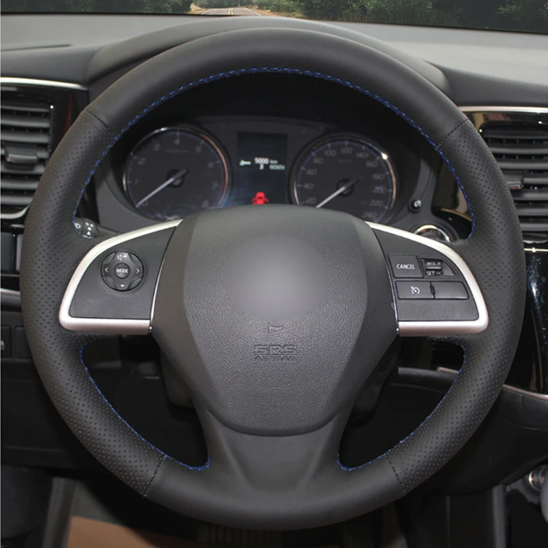 Hand Sewing Black PU Artificial Leather Steering Wheel Covers for Mitsubishi Outlander 2013 Mirage ASX L200