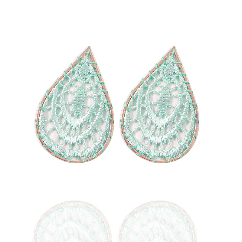 light green 6 шт./лот, серьги с плетением в сетку, соединитель, каплевидные подвески для рукоделия, серьги ручной работы, ювелирные изделия, Boho, корейские серьги, фурнитура - Цвет: light green