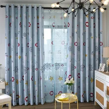 Blue Cartoon Children Curtains For Living Room Kids Blackout Customized Finished Sheer Curtains For Baby Girls Bedroom S102&40